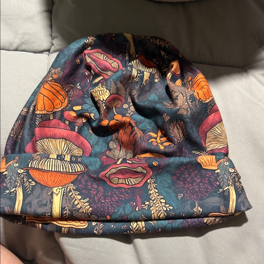 Colorful Mushroom Print Beanie